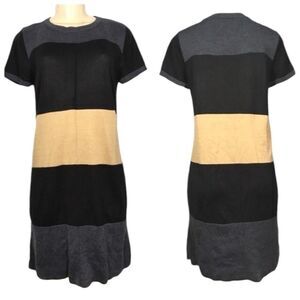 Calvin Klein color block knit Short Sleeve Sheath Sweater dress M CAREERWEAR